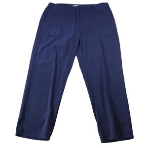 Eileen Fisher Pants Size 14 Utility Organic Cotton Twill Straight Leg Ankle Blue